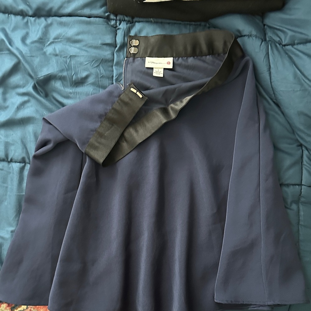 3.1 Phillip Lim for Target Blue Satiny Skirt with Black (tux like)Accents